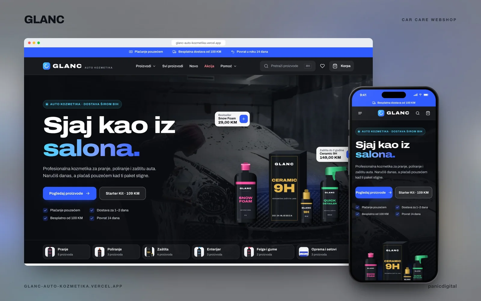 GLANC Car Care pregled projekta