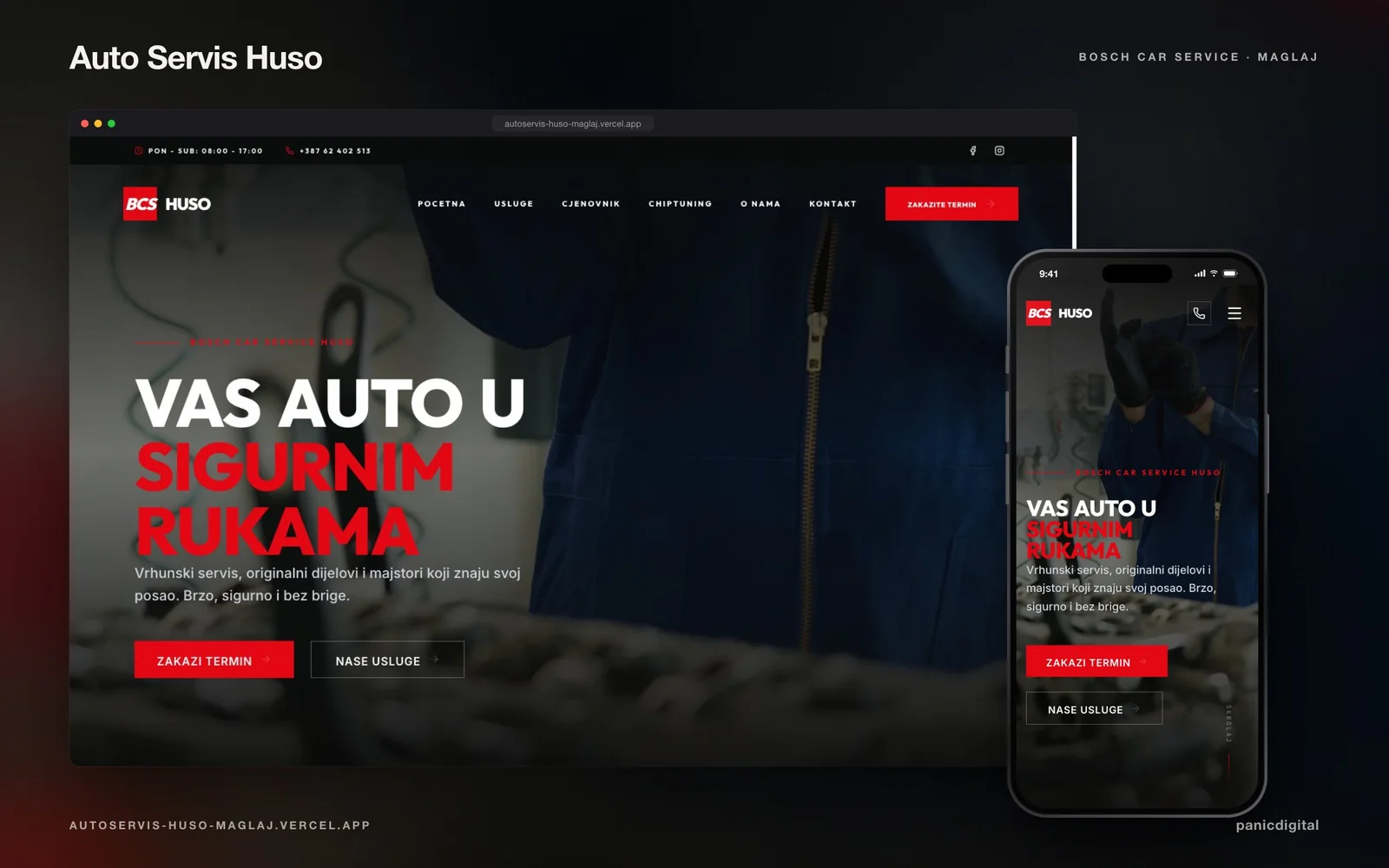 Auto Servis Huso Maglaj pregled projekta