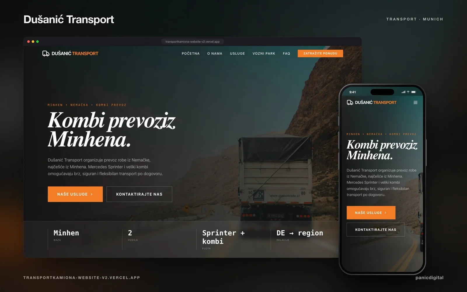 Transport Kamiona Website V2 pregled projekta
