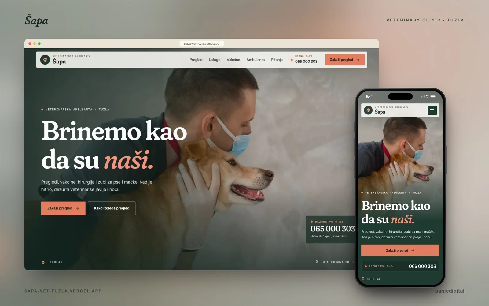 Šapa Veterinary Clinic pregled projekta